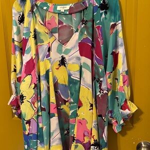 Umgee Women's Colorful Floral Blouse